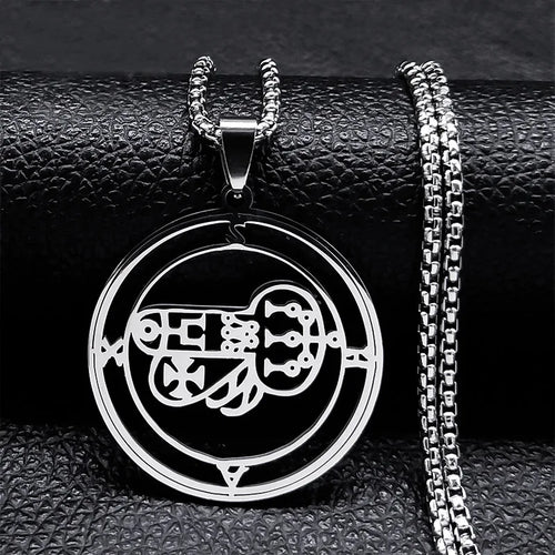 Stainless Steel Demon Seal Necklace Men/Women Silver Color Satan