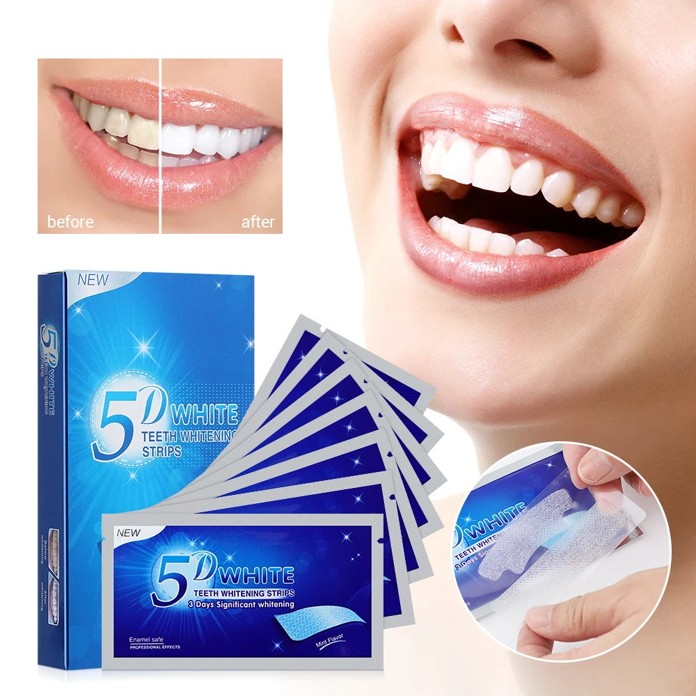 14pcs/box 5D Teeth Whitening Strips Toothpaste Gel Oral Hygiene Care