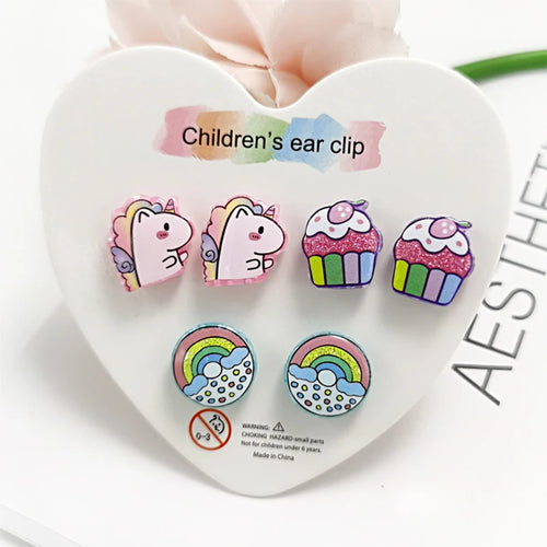 Strong Magnetic Children Clip on Earrings for Girls Non Piercing