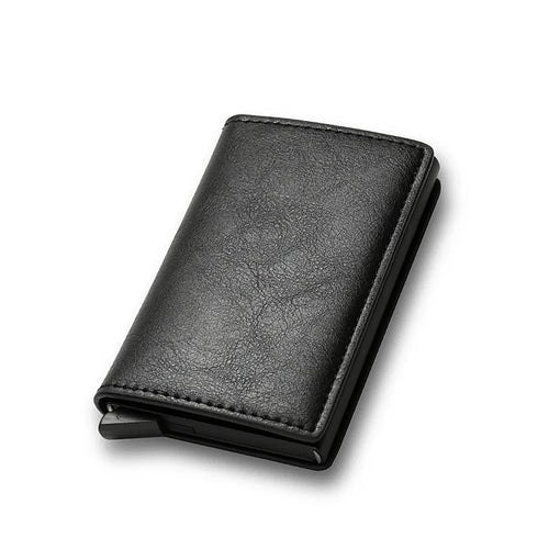 Carbon Fiber Card Holder Men Wallets Rfid Black Leather Minimalist