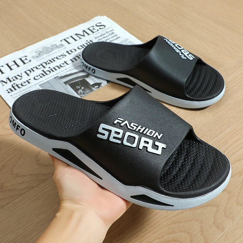 Slippers for men can be worn externally in summer. Trendy bathroom,