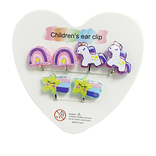 Strong Magnetic Children Clip on Earrings for Girls Non Piercing