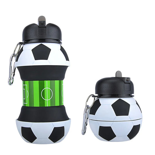 Folding Football Water Bottle, Silicone Sports Water Cup, Outdoor