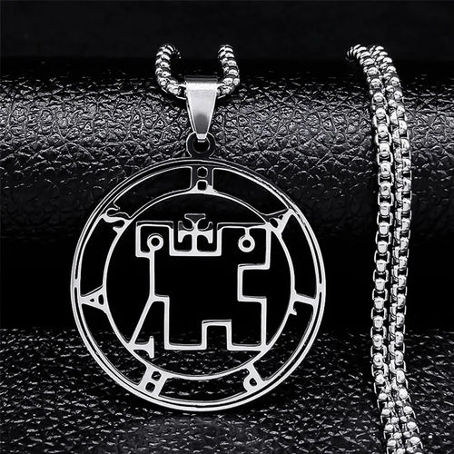 Stainless Steel Demon Seal Necklace Men/Women Silver Color Satan