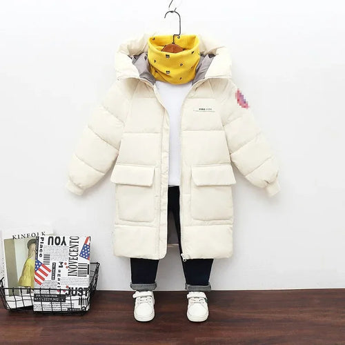 New Winter Boys Jacket Solid Color Mid-Length Keep Warm Cold