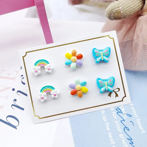 3PRS Strong Magnetic No Piercing Cute Earrings for Kids Children