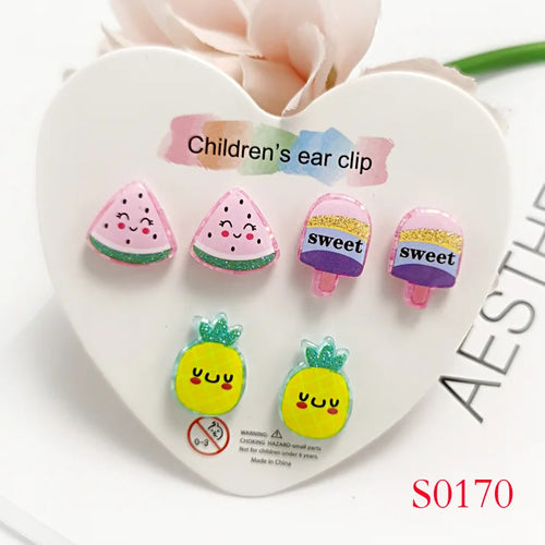 3PRS Strong Magnetic No Piercing Cute Earrings for Kids Children