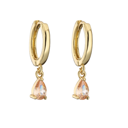 Stainless Stee Zircon Waterdrop Small Hoop Earrings For Woman Luxury