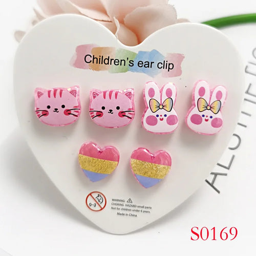 3PRS Strong Magnetic No Piercing Cute Earrings for Kids Children