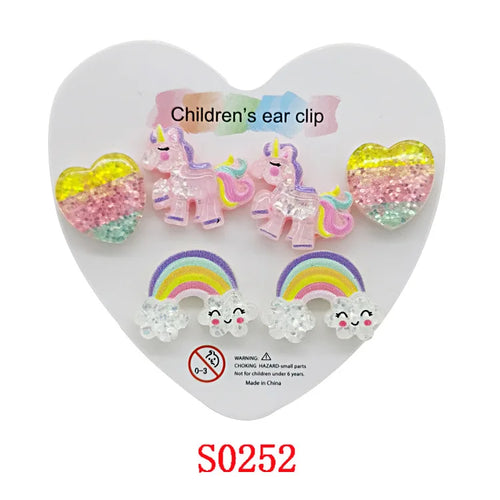 3PRS Strong Magnetic No Piercing Cute Earrings for Kids Children