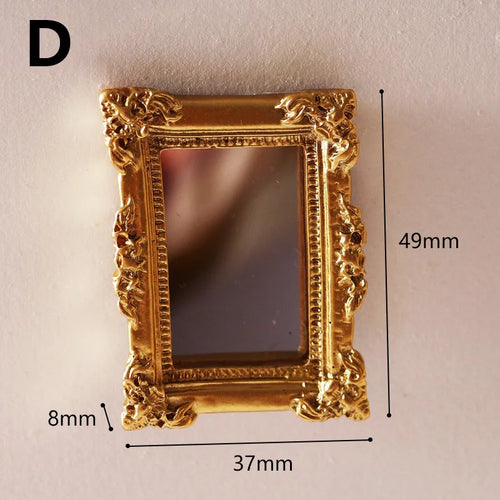 Mini Vintage Carved Mirror Retro Self-adhesive Wall Mounted Mirror