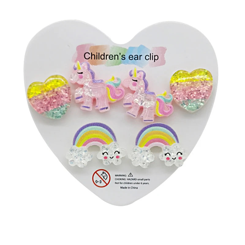 Strong Magnetic Children Clip on Earrings for Girls Non Piercing