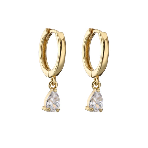 Stainless Stee Zircon Waterdrop Small Hoop Earrings For Woman Luxury