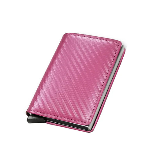 Carbon Fiber Card Holder Men Wallets Rfid Black Leather Minimalist