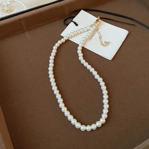 French Style Pearl Geometric Necklace Fashionable and Simple Luxury