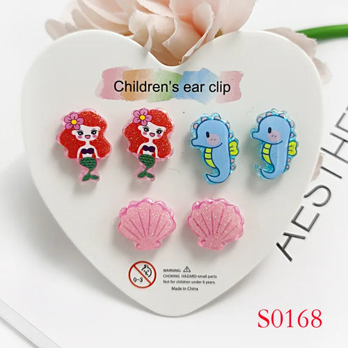 3PRS Strong Magnetic No Piercing Cute Earrings for Kids Children