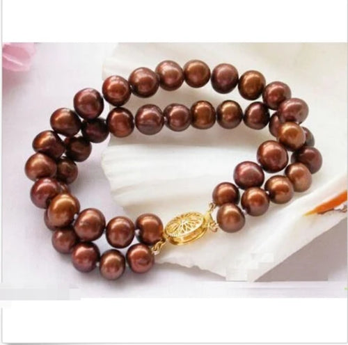 HOT AAA 8-9mm south sea chocolate shell pearl bracelet 7.5-8 inch