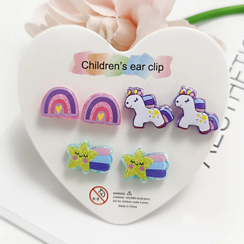 Strong Magnetic Children Clip on Earrings for Girls Non Piercing