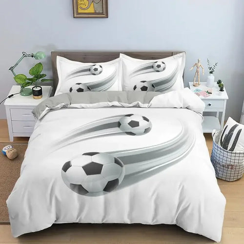 3D Football Bedding Set Soccer Duvet Cover Pillowcase Polyester