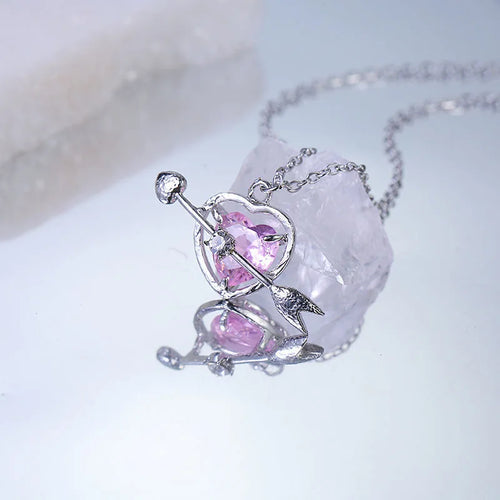 Y2k Purple Crystal Heart Pendant Necklack Zircon Star Choker Fashion