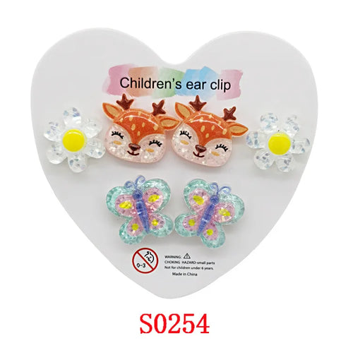 3PRS Strong Magnetic No Piercing Cute Earrings for Kids Children