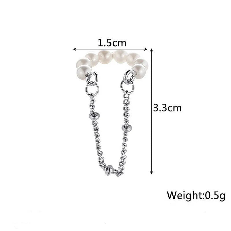 1PC Trendy Imitation Pearl Silver Color Ear Cuff Non-Piercing Fake