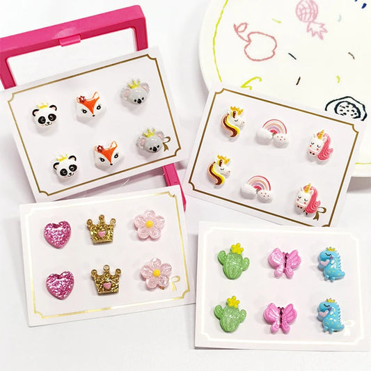 3PRS Strong Magnetic No Piercing Cute Earrings for Kids Children