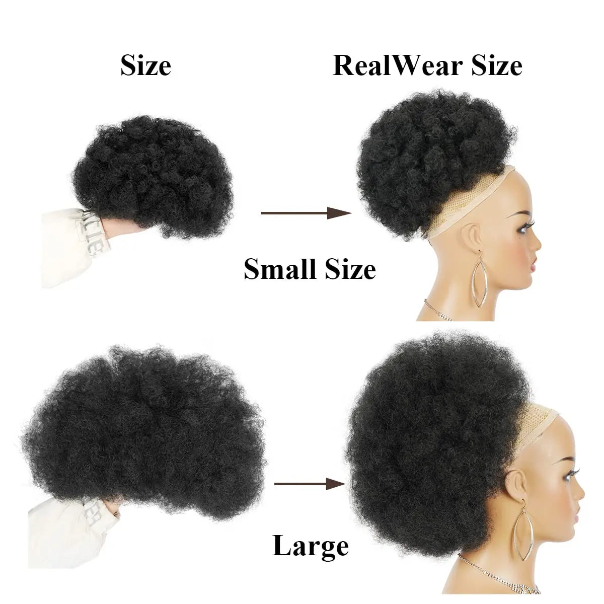 Syntehtic 10Inch Big Afro Puff Drawstring Ponytail Extensions for