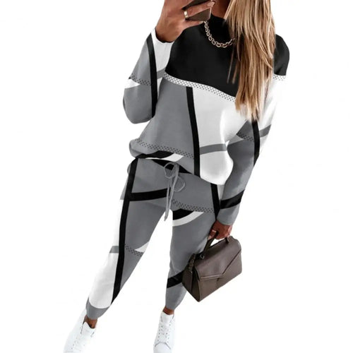 Women Color-block Suit Women Suit Colorblock Women's Sweatshirt Pants