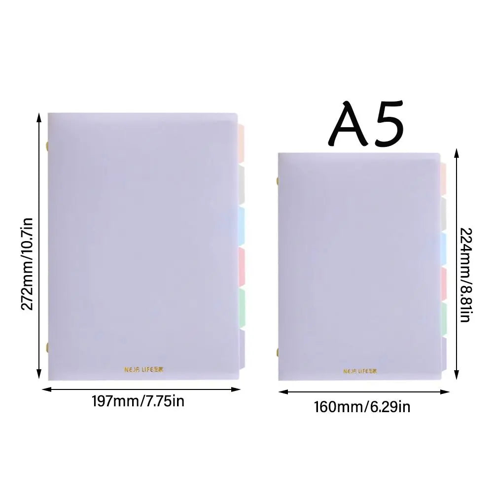 Soft A5 Binder Notebook Pastel Color with Pastel Index Divider Loose