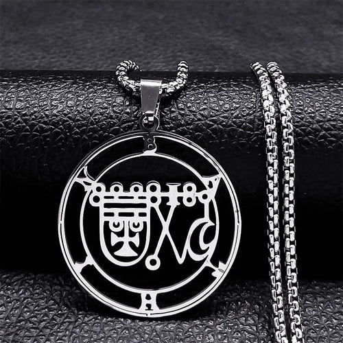 Stainless Steel Demon Seal Necklace Men/Women Silver Color Satan