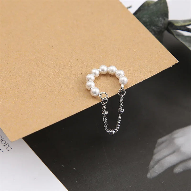 1PC Trendy Imitation Pearl Silver Color Ear Cuff Non-Piercing Fake