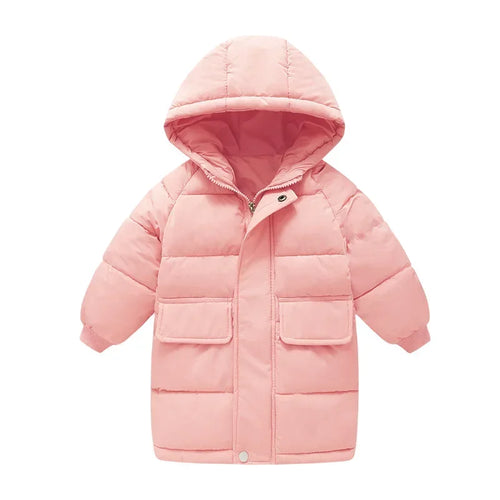 New Winter Boys Jacket Solid Color Mid-Length Keep Warm Cold