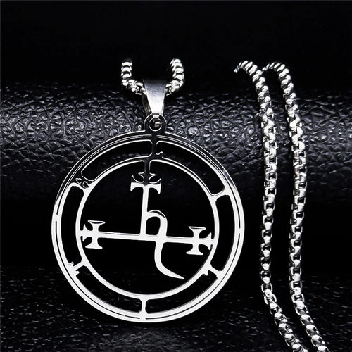 Stainless Steel Demon Seal Necklace Men/Women Silver Color Satan