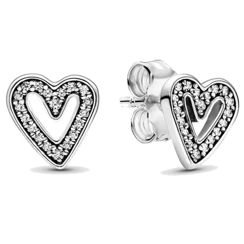 New 925 Sterling Silver Earring Honeycomb Infinity Asymmetric Heart