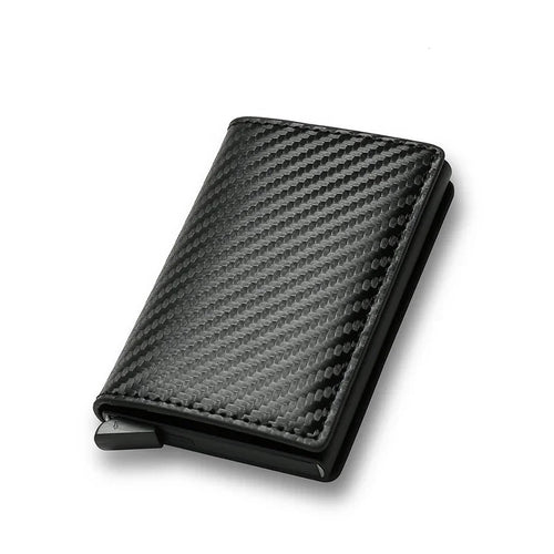 Carbon Fiber Card Holder Men Wallets Rfid Black Leather Minimalist