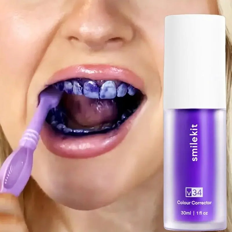 30ml V34 SmileKit Purple Toothpaste Removes Tartar Clean Oral Hygiene