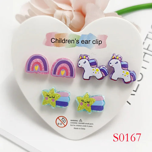 3PRS Strong Magnetic No Piercing Cute Earrings for Kids Children