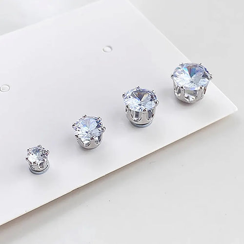 Simple Magnetic Earrings Ear Clips Men Women Stud Earring Crystal