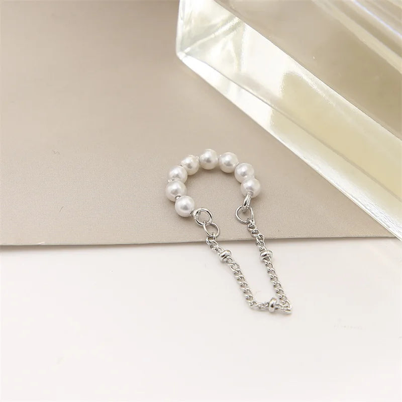 1PC Trendy Imitation Pearl Silver Color Ear Cuff Non-Piercing Fake