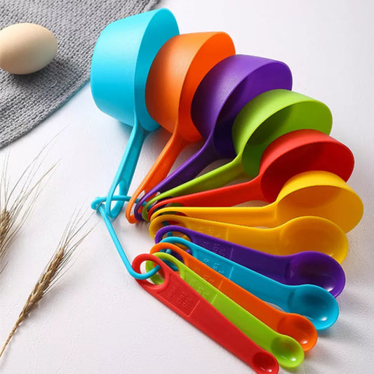 12-Piece Set With Scale Colorful Plastic Measuring Spoons Flour