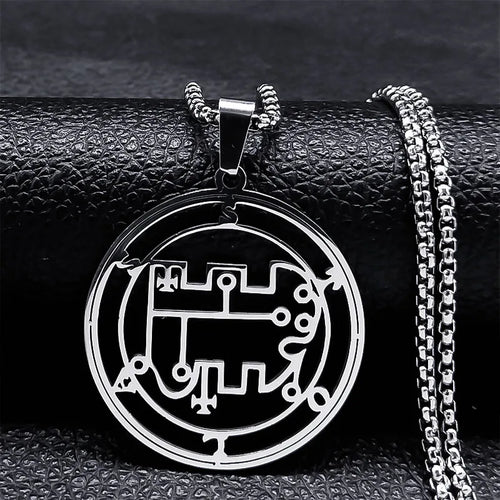 Stainless Steel Demon Seal Necklace Men/Women Silver Color Satan