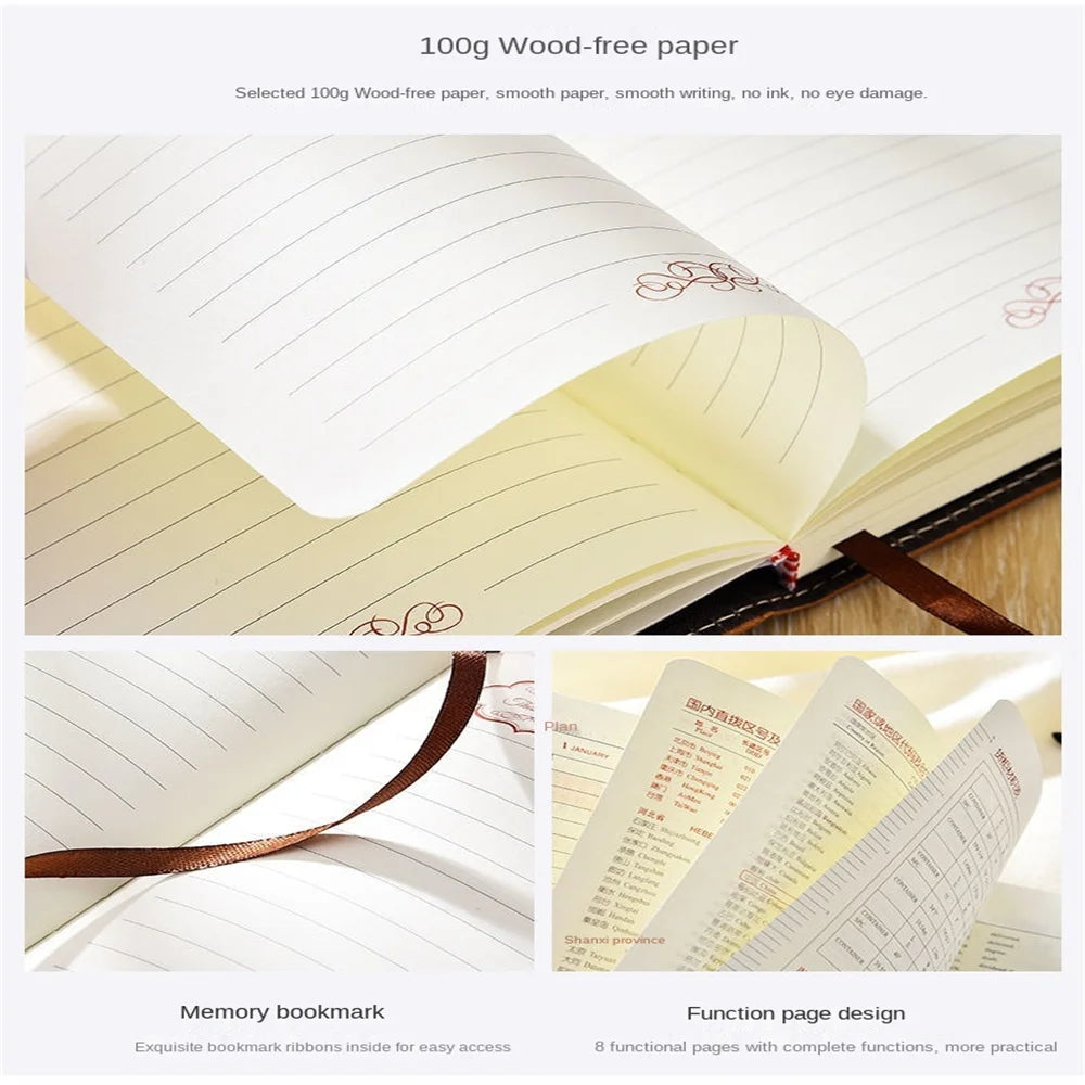 A5 Leather Retro Password Notebook With Lock Journals Thicken Hand