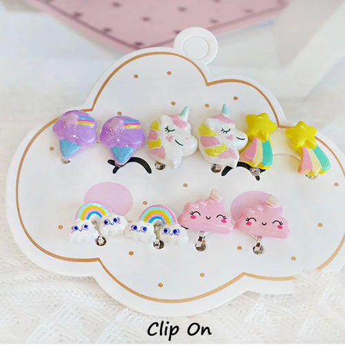 Strong Magnetic Children Clip on Earrings for Girls Non Piercing