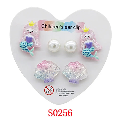 3PRS Strong Magnetic No Piercing Cute Earrings for Kids Children