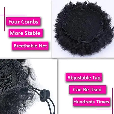 Syntehtic 10Inch Big Afro Puff Drawstring Ponytail Extensions for