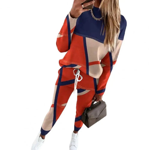 Women Color-block Suit Women Suit Colorblock Women's Sweatshirt Pants