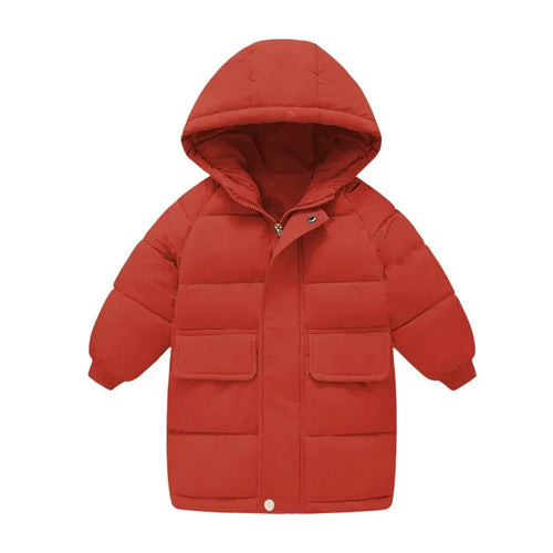 New Winter Boys Jacket Solid Color Mid-Length Keep Warm Cold