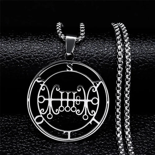 Stainless Steel Demon Seal Necklace Men/Women Silver Color Satan