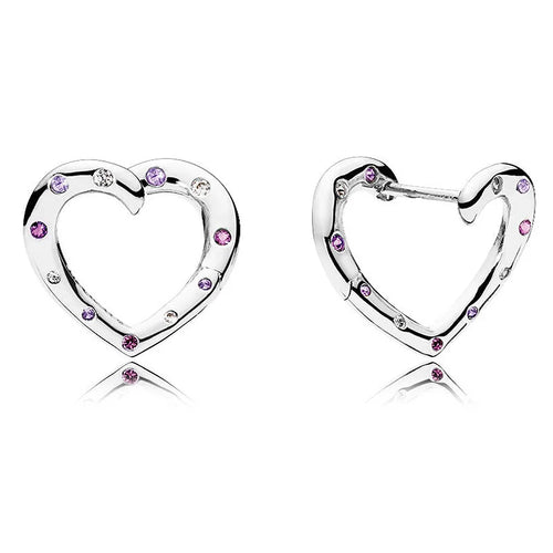 New 925 Sterling Silver Earring Honeycomb Infinity Asymmetric Heart